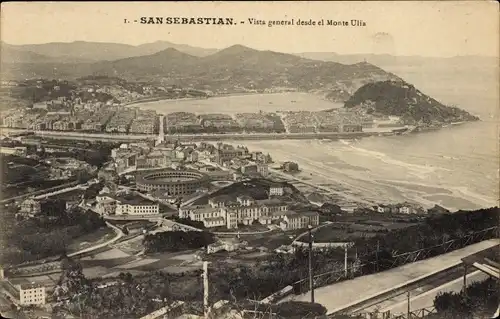 Ak Donostia San Sebastián Baskenland, Gesamtansicht vom Monte Ulia