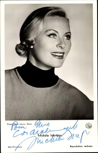 Ak Schauspielerin Michele Morgan, Portrait, Autogramm