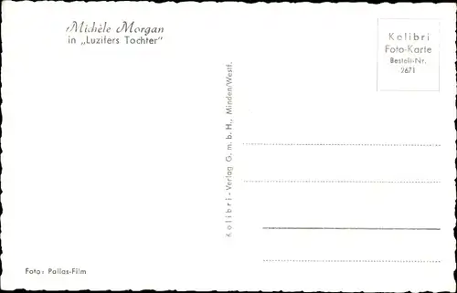 Ak Schauspielerin Michèle Morgan in Luzifers Tochter, Portrait, Autogramm