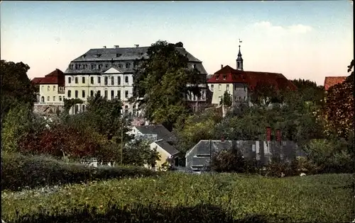 Ak Zschöppichen Mittweida in Sachsen, Schloss Neusorge mit Gerichtsgebäude von Osten