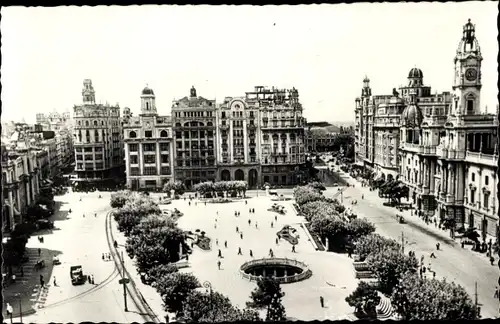 Ak Valencia Stadt Spanien, Plaza de Caudillo