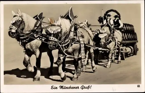 Ak München, Kutsche, Fässer