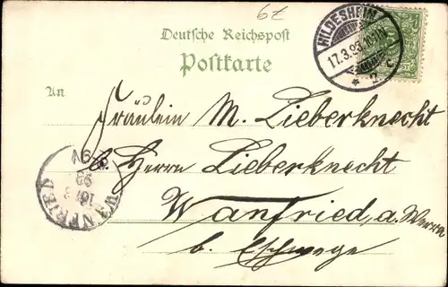 Litho Hildesheim in Niedersachsen, Ortsansicht, Denkmal, Kirche