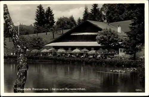 Ak Garmisch Partenkirchen in Oberbayern, Strandcafé Riessersee