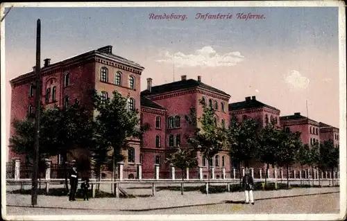 Ak Rendsburg in Schleswig Holstein, Infanterie-Kaserne, Straßenseite