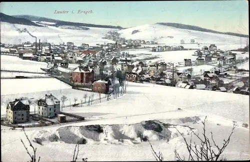 Ak Lauter Bernsbach im Erzgebirge Sachsen, Panorama, Schnee