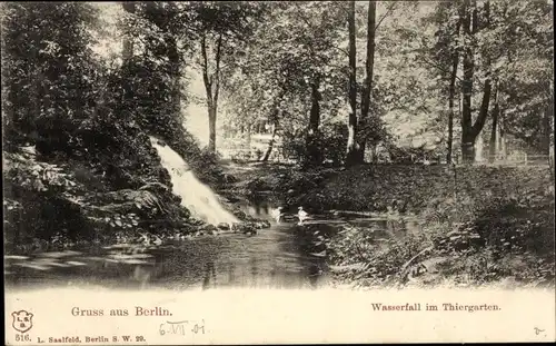 Ak Berlin Tiergarten, Wasserfall