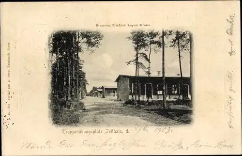 Ak Zeithain in Sachsen, Truppenübungsplatz, Kronprinz Friedrich-August-Straße