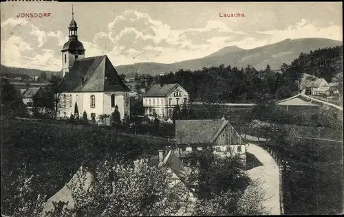 Ak Jonsdorf in Sachsen, Kirche, Baumblüte, Lausche