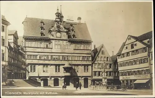 Ak Tübingen am Neckar, Marktplatz, Rathaus