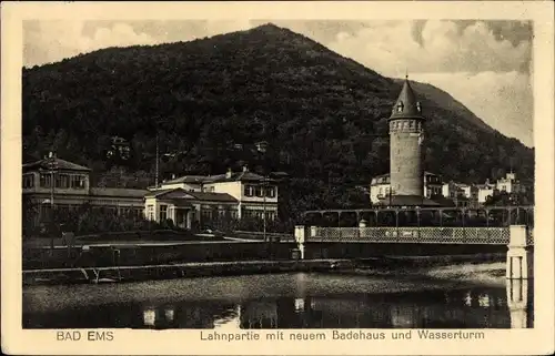 Ak Bad Ems an der Lahn, Badehaus, Wasserturm