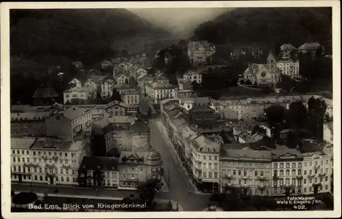 Ak Bad Ems an der Lahn, Totalansicht, Kriegerdenkmal