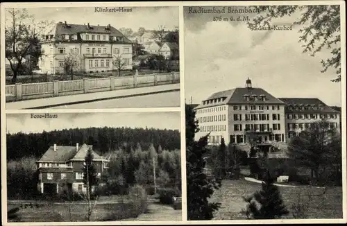 Ak Bad Brambach Vogtland, Klinkert Haus, Bose Haus, Radium Kurhotel