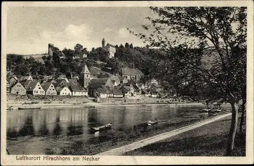 Ak Hirschhorn am Neckar Hessen, Fluss, Boote