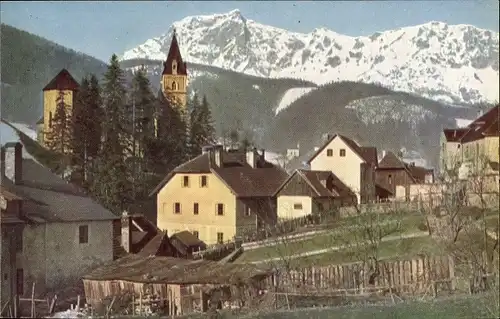 Ak Eisenerz Steiermark, Teilansicht, Kaiserschild