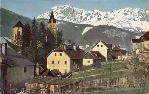 Ak Eisenerz Steiermark, Teilansicht, Kaiserschild