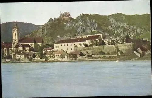 Ak Dürnstein an der Donau Wachau Niederösterreich, Teilansicht mit Burg St. Michael