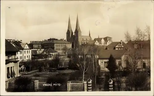 Ak Vysoké Mýto Hohenmaut Hohenmauth Region Pardubice, Teilansicht, Kirche