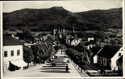 Ak Hejnice Haindorf Region Reichenberg, Wallfahrtskirche Maria Heimsuchung, Allee