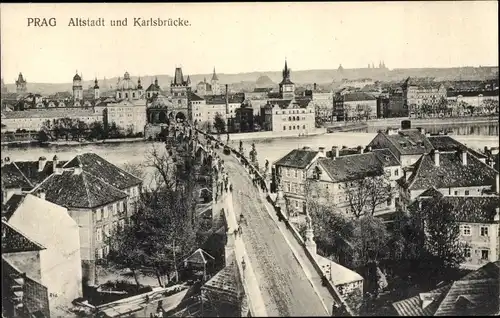 Ak Praha Prag Tschechien, Altsatdt, Karlsbrücke