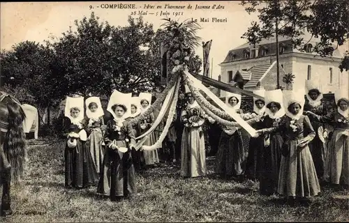 Ak Compiègne Oise, Festlichkeiten zu Ehren von Jeanne d'Arc, 1911, Mai Fleuri