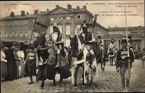 Ak Compiègne Oise, Festlichkeiten zu Ehren von Jeanne d'Arc, 1911, Graf Antoinetti