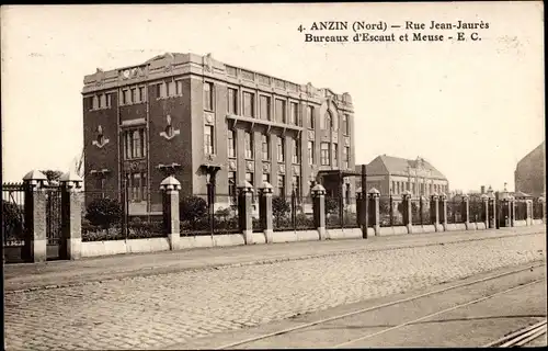 Ak Anzin Nord, Rue Jean-Jaures Scheldt und Meuse-Büros