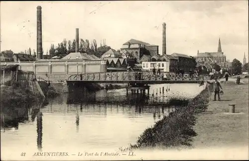 Ak Armentières Nord, Schlachthofbrücke