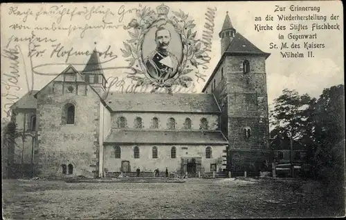 Ak Fischbeck Hessisch Oldendorf an der Weser, Kaiser Wilhelm II., Wiederherstellung der Kirche