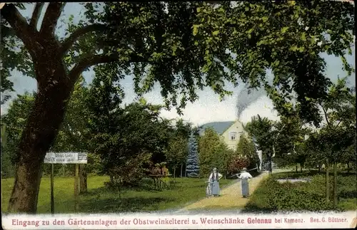 Ak Gelenau Kamenz Sachsen, Eingang zu Gartenanlager d. Obstweinschänke