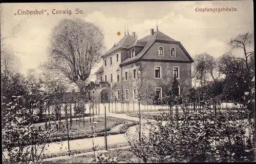 Ak Coswig in Sachsen, Lindenhof, Empfangsgebäude