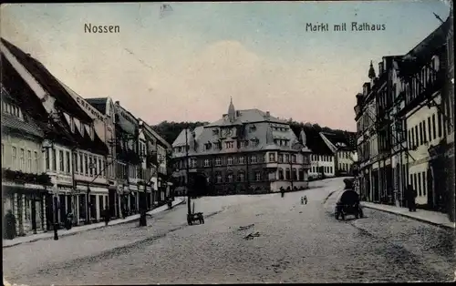 Ak Nossen in Sachsen, Markt mit Rathaus