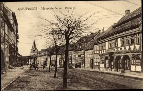 Ak Lamspringe in Niedersachsen, Hauptstraße mit Rathaus