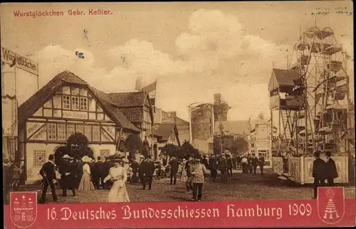 Ak Hamburg, 16. Deutsches Bundesschießen 1909, Wurstglöckchen