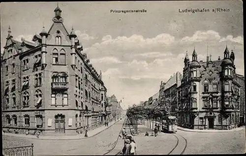 Ak Ludwigshafen am Rhein, Prinzregentenstraße, Straßenbahn