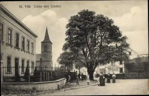 Ak Sankt Vith Wallonien Lüttich, Unter den Linden, Kirche