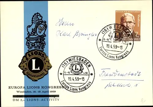 Ak Wiesbaden in Hessen, Europa Lions Kongress 1959, Lions Club