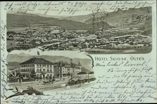 Mondschein Litho Olten Kanton Solothurn, Panorama, Hotel Suisse