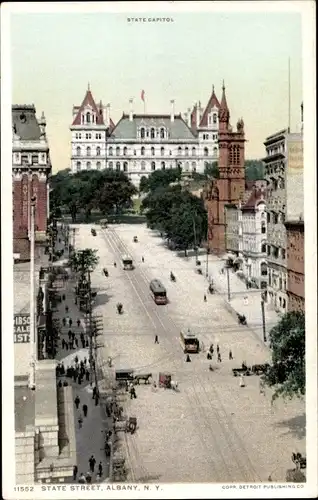 Ak Albany New York USA, State Street, Landeshauptstadt