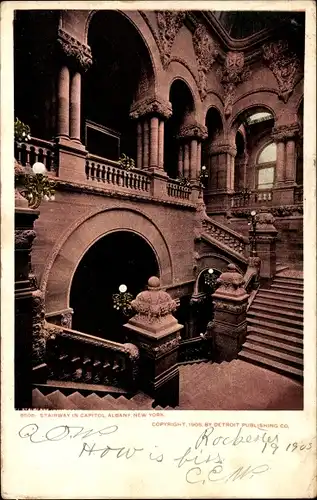 Ak Albany New York USA, Treppe im Kapitol