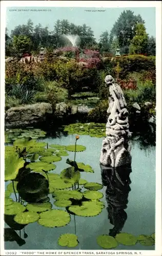 Ak Saratoga Springs New York USA, Yaddo – die Heimat von Spencer Trask, Lilly Pond