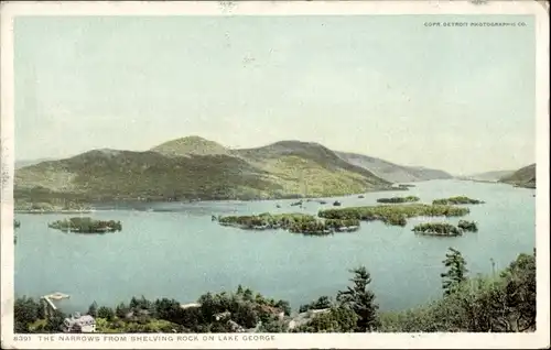 Ak Lake George New York USA, die Narrows von Shelving Rock