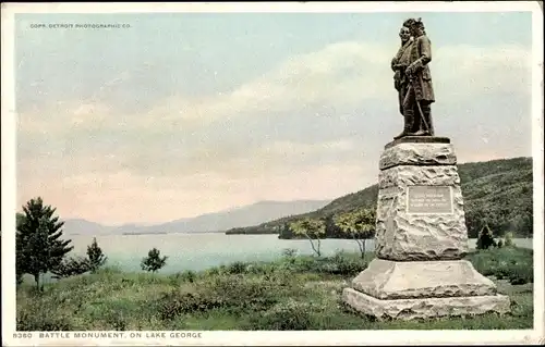 Ak Lake George New York USA, Schlachtdenkmal