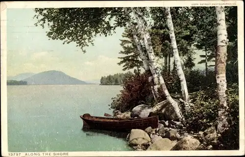Ak Lake George New York USA, ein langes Ufer