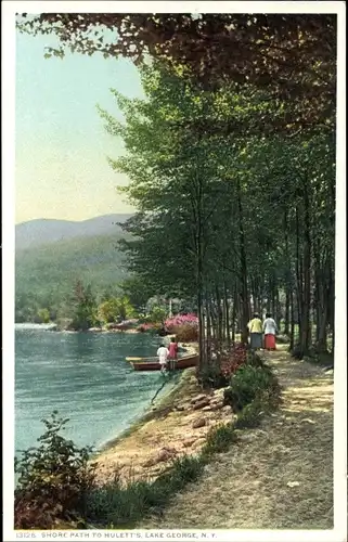Ak Lake George New York USA, Uferpass nach Huletts