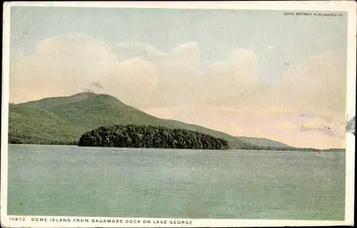 Ak Lake George New York USA, Dome Island vom Sagamore Dock