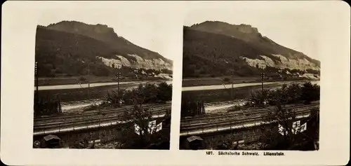 Stereo Foto Bad Schandau an der Elbe, Lilienstein, Sächsische Schweiz