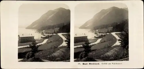 Stereo Foto Urfeld am Walchensee Kochel am See, Teilansicht, Seepartie