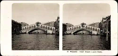 Stereo Foto Venezia Venedig Veneto, Canal Grande, Rialtobrücke