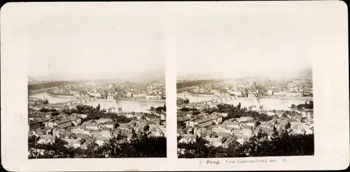 Stereo Foto Praha Prag, Stadtansicht vom Laurenziberg aus